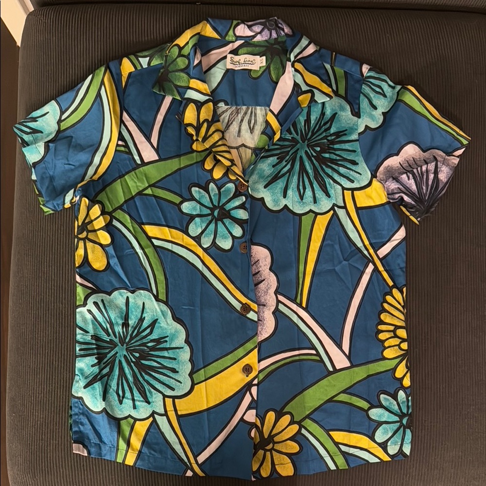 Surf Line Hawaiian Blue Floral Shirt